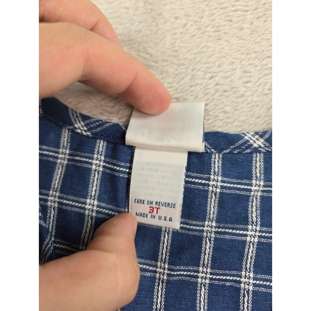 Vibtage OshKosh Vest Size 3T Gingham Check USA‎ Button Up